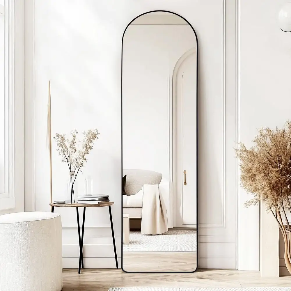 Full Length Mirrors 150x40cm Free Standing Arched Aluminium Alloy Tempered Glass Floor Mirror Wall Full Body Large Hanging Mirr