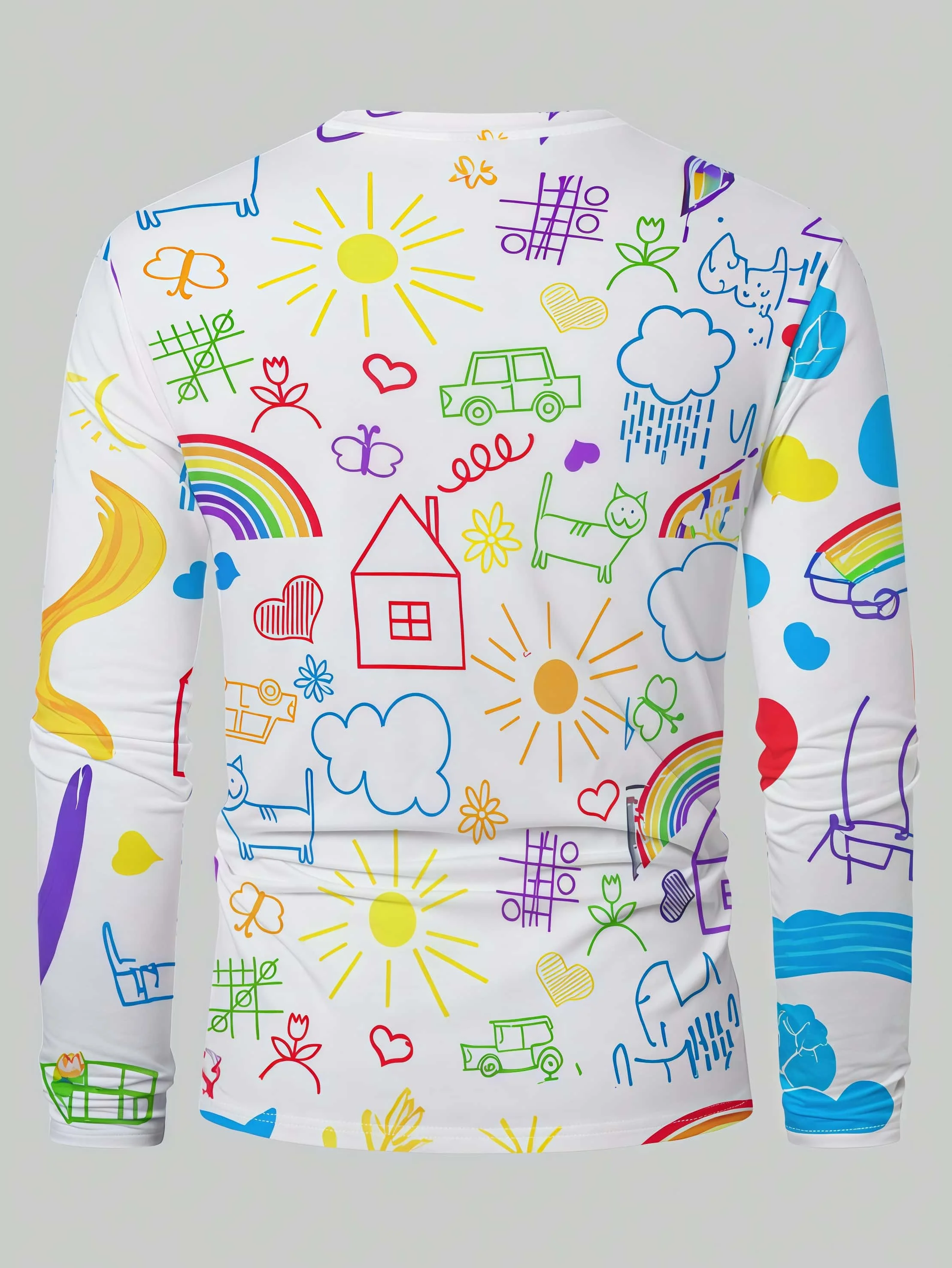 2026 New Dopamine Color Graffiti 3D Printed Long Sleeve Round Neck T-shirt Street Fashion Trend Neutral Casual Versatile - view 2