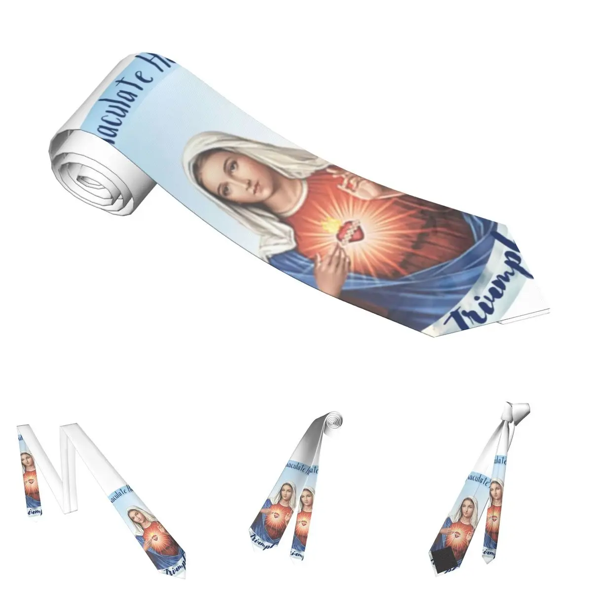 Our Lady Of Guadalupe Mexican Virgin Neckties Men Women Polyester 8 cm Christian Catholic Neck Ties Silk Wide Accessories Cravat