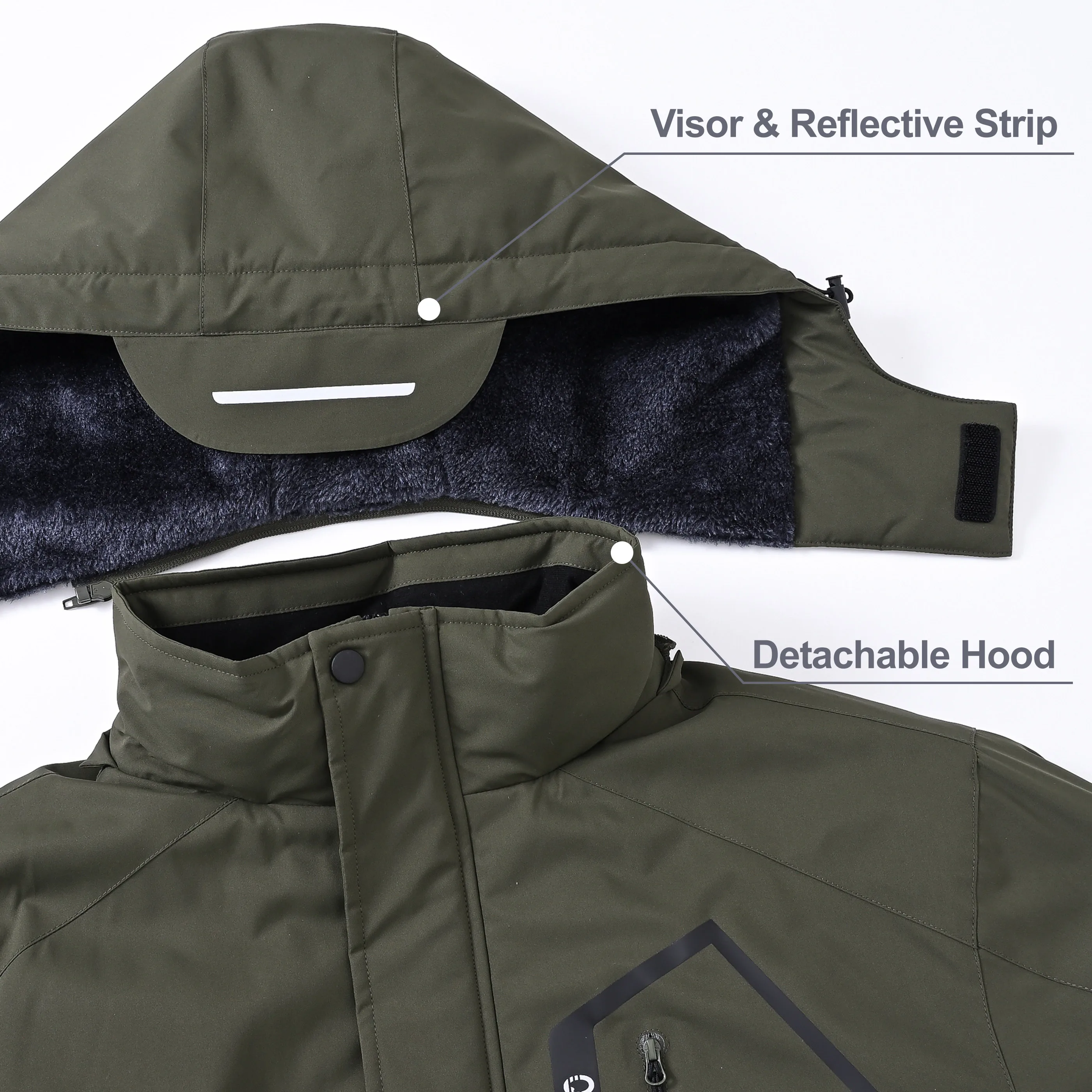 Winter Wasserdichte Winddichte Fleece-Gefütterte Jacken Herren Wanderjacken Outdoor Abnehmbare Kapuzenmäntel Ski Snowboard Oberbekleidung – Detail 25