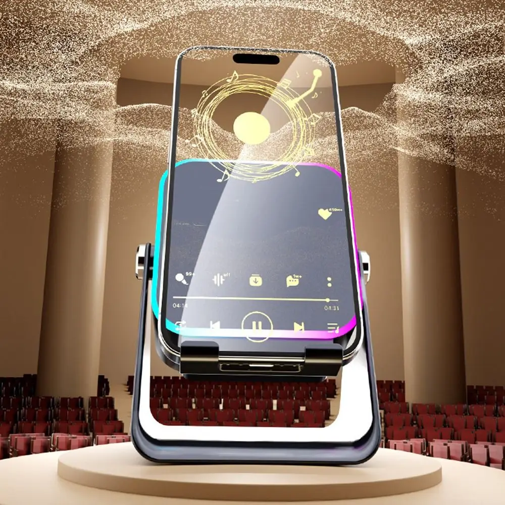 Auto-induction Wireless Induction Speaker RGB Light Portable Bluetooth Speaker Phone Stand 360 Degree Adjustable