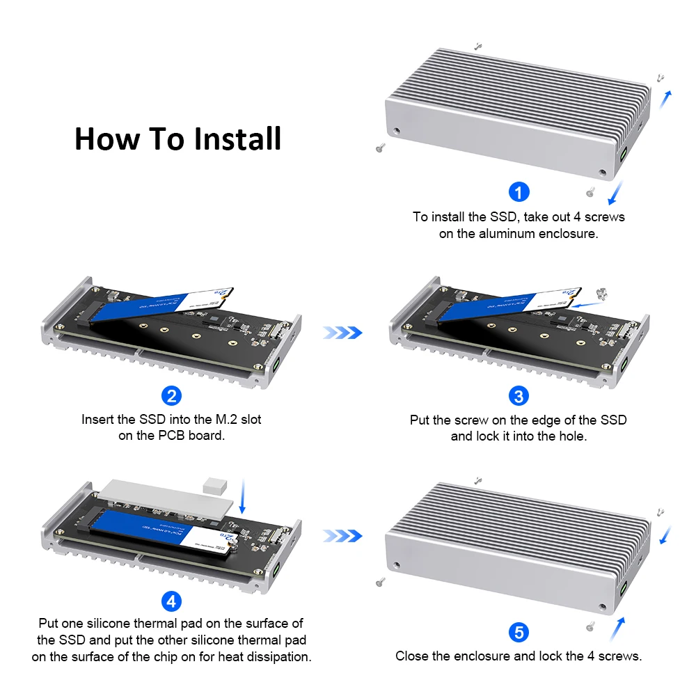 40Gbps M.2 NVMe USB 4.0 SSD Enclosure Thunderbolt USB-C SSD Case Compatible with USB 3.2/3.1/3.0 For Macbook iPad iPhone Case