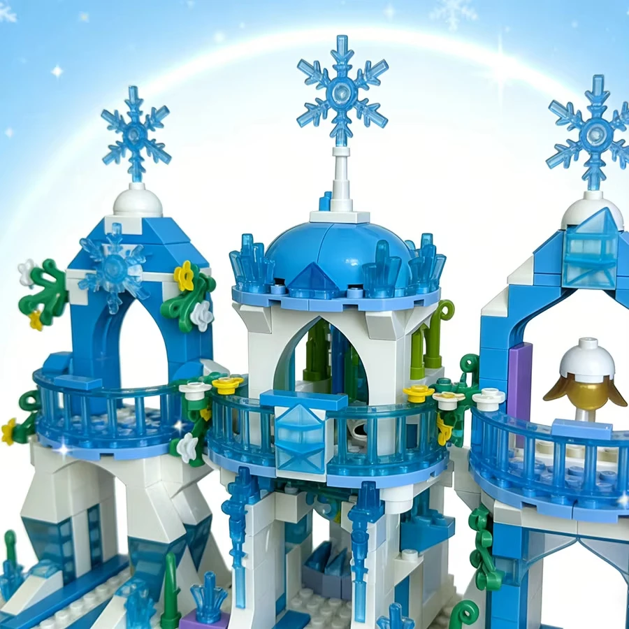 504 PCS MOC Dreamy Ice Villa Snow Castle Building Blocks Set Toys, DIY Princess Scene Decor, Girl Toy Gift For Girls - view 5