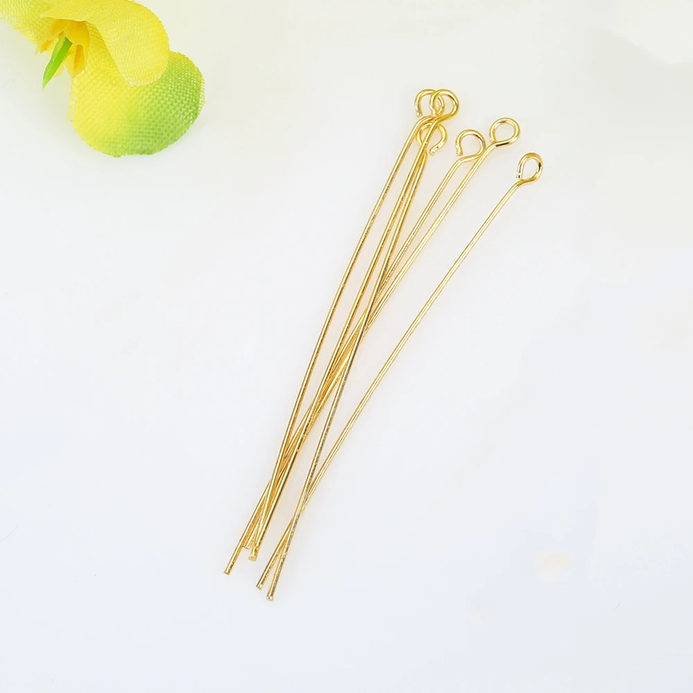 50Pcs/Lot 9 Eye Pin Gold Silver Tone 0.6mm Thick Loop Eyepin Findings for DIY Supplies Handmade Earring Jewelry Making