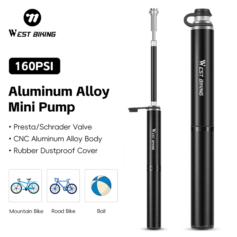 

WEST BIKING Bicycle Pump Mini Portable MTB Road Bike Cycling Inflator Presta Schrader Valve Extension Hose Bicycle Accessories