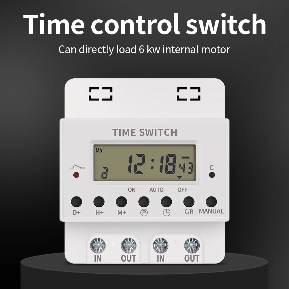 220V Din Rail Digital Weekly Timer Switch Relay Weekly 7 Days Electronic Programmable Timer 60A Time Controllor