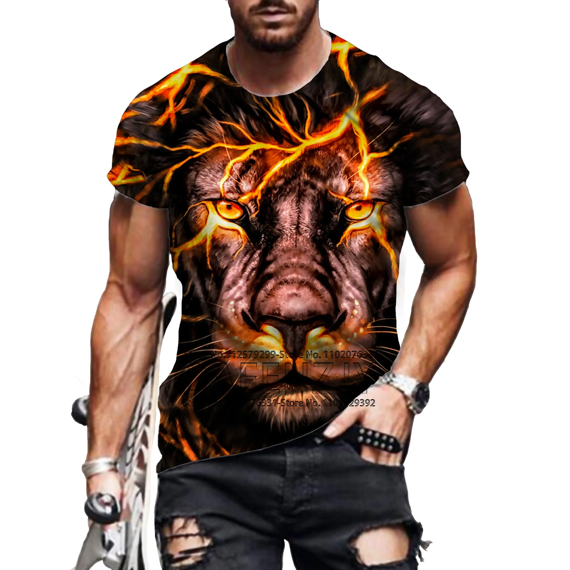 

Men's T-Shirt Tops Animal Lion 3d Printed Men T-Shirt Men's Clothing Streetwear Short Sleeve Shirts Tiger