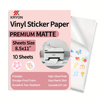 10 PCS Letter Size 8.5x11 Inch Matte Printable Vinyl Sticker Paper - Printer-Friendly Tear-Resistant Material