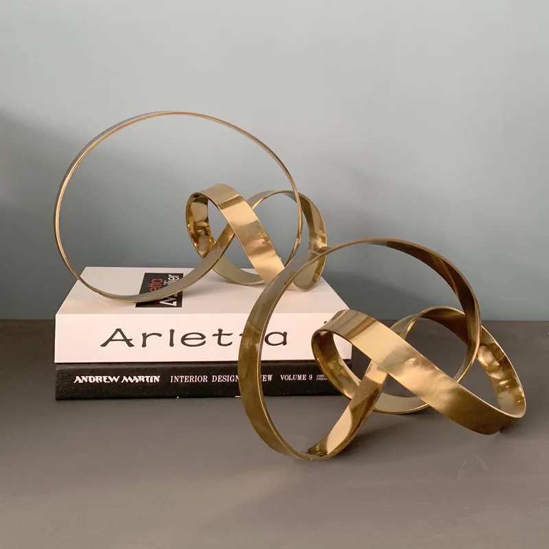 Abstract Metal Sculpture Knot Decoration Modern Artistic Bookcase Display Stand Living Room Shelf Avant-garde Ornament