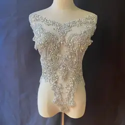 Grande Applique di strass argento per corsetto, Costume, Haute Couture Supplie