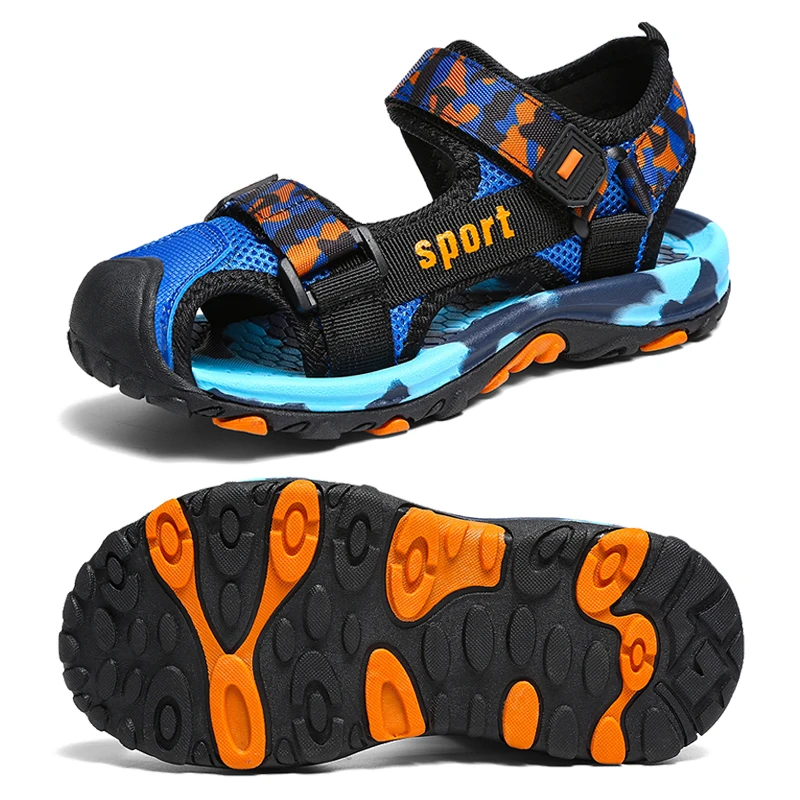 

Летние пляжные детские сандалии, дышащие противоскользящие спортивные сандалии с мягкой подошвой Baotou для мальчиков и девочек, уличные пляжные кроссовки