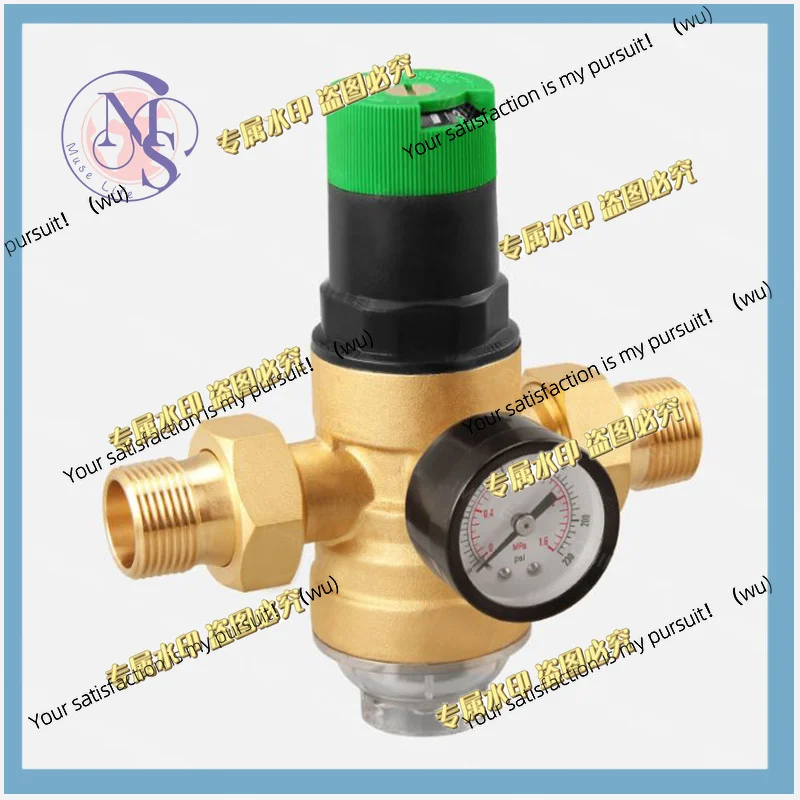 Adjustable pressure reducing valve with pressure gauge for water/oil/gas DN15/20