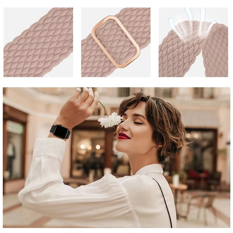 حزام مضفر لساعة أبل 45 مللي متر الترا 2 49 مللي متر 44 مللي متر 40-41 مللي متر 42-46 مللي متر مطاطا قابل للتعديل سوار سلسلة 10 9 8 7 3 5 se 6 4