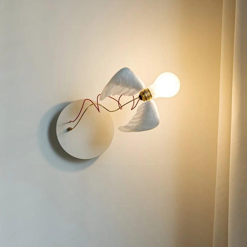 Vintage French Creative Art Feather Wings Bird Wall Lamp Indoor Home Decoration Living Room Bedroom Bedhead E27 Lighting Fixture