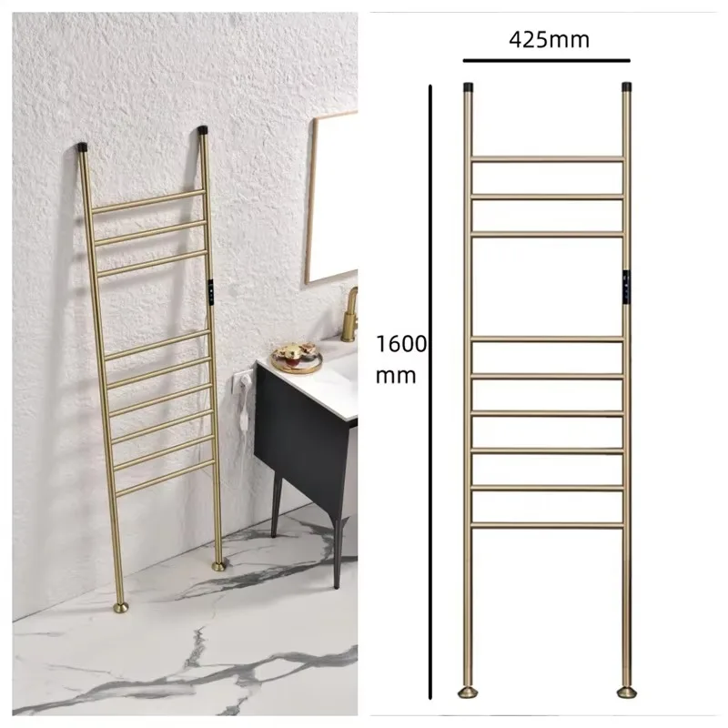 Large Freestanding Heated Towel Rack, Touch Control Intelligent Bathroom Drying Rack, No Drilling Installation