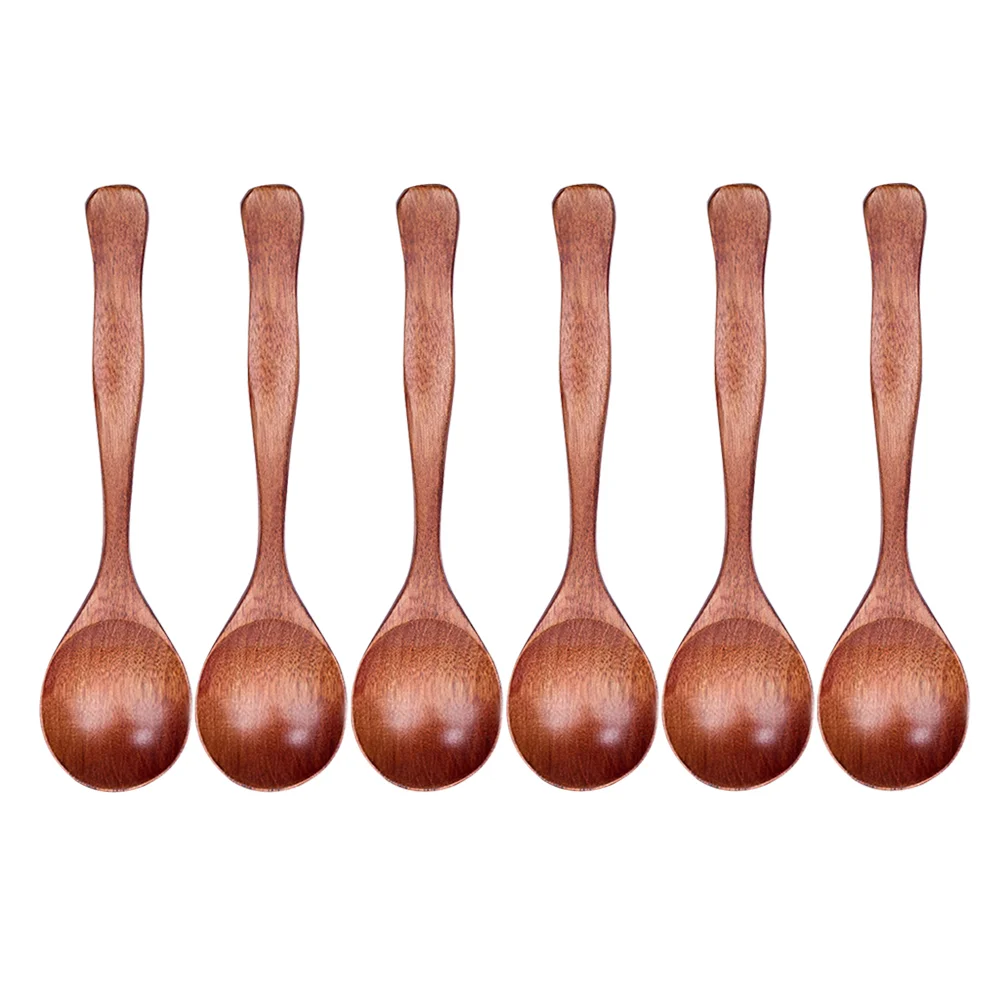 

6pcs Anti-scald Eco Friendly Natural Solid Wood Spoon Set for Eating Mixing Stirring Honey Kitchen Tools