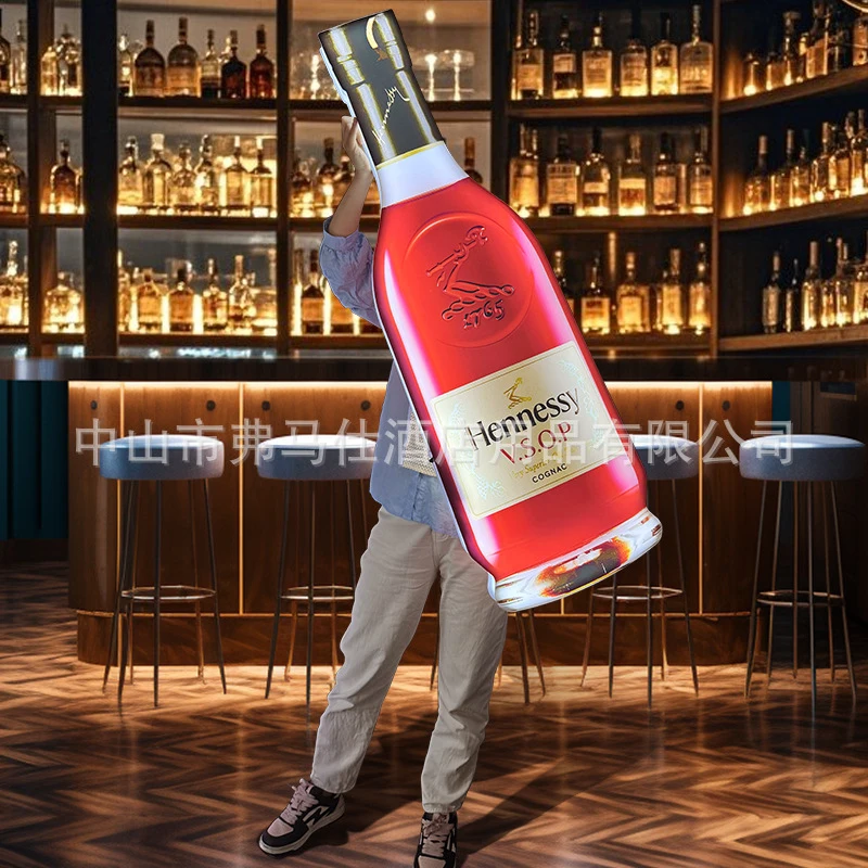 Letrero luminoso de mano para bar, letrero de botella de vino tinto, vino extranjero, letrero de botella de Hennessy para discoteca KTV, accesorio de ambiente.
