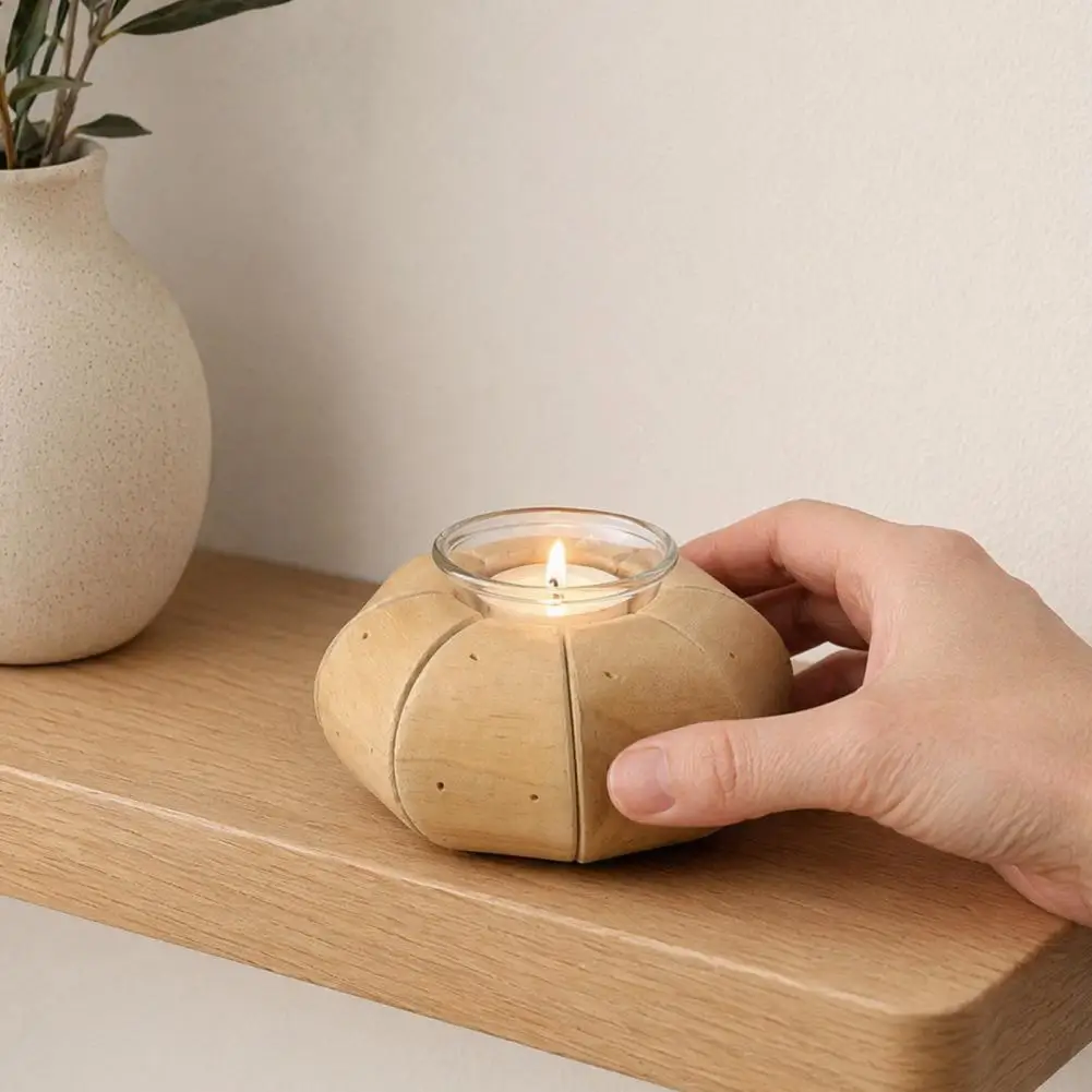 Log Glass Candle Holder Natural Wood Candle Holder Rustic Driftwood Candle Holder Handcrafted Wooden Glass Tealight for Room