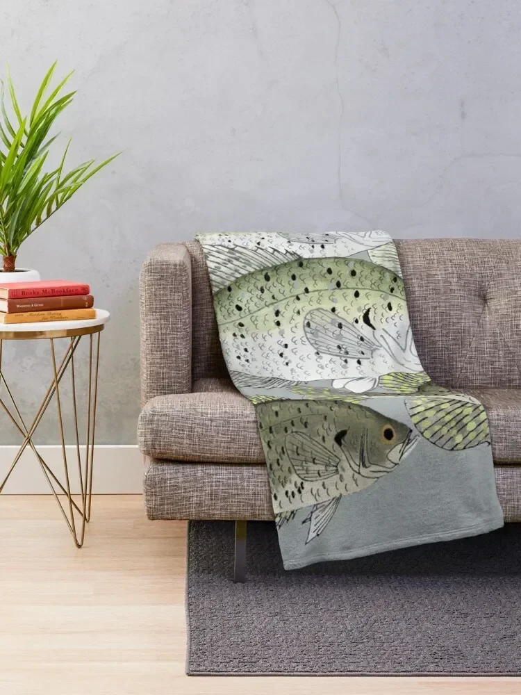 Crappie School Throw Blanket Flannel christmas decoration Sofa Fashion Sofas Blankets