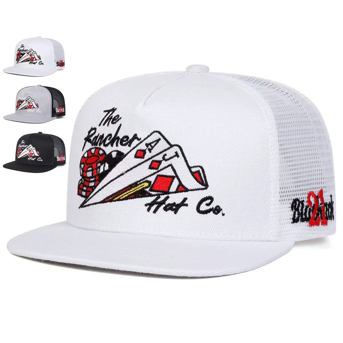 Bonés Unissex de Hip-hop com Bordado de Poker, Ajustáveis para Primavera e Verão, Bonés Casuais de Beisebol e Trucker, Chapéu Protetor Solar