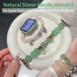 Natural Stone Jade Color Strap for Apple Watch Band 44mm 40mm 41mm 42 45 49 Elastic Bracelet for Iwatch 10 9 8 7 6 5 Accessories