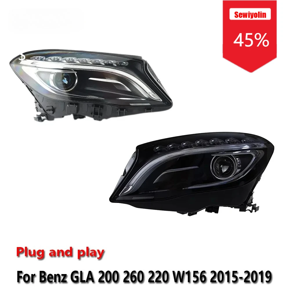 

Автомобильные светодиодные фары Sewiyolin в сборе для Benz GLA 200 260 220 W156 2015-2019, противотуманные фары DRL, стоп-сигналы поворота Plug and Play