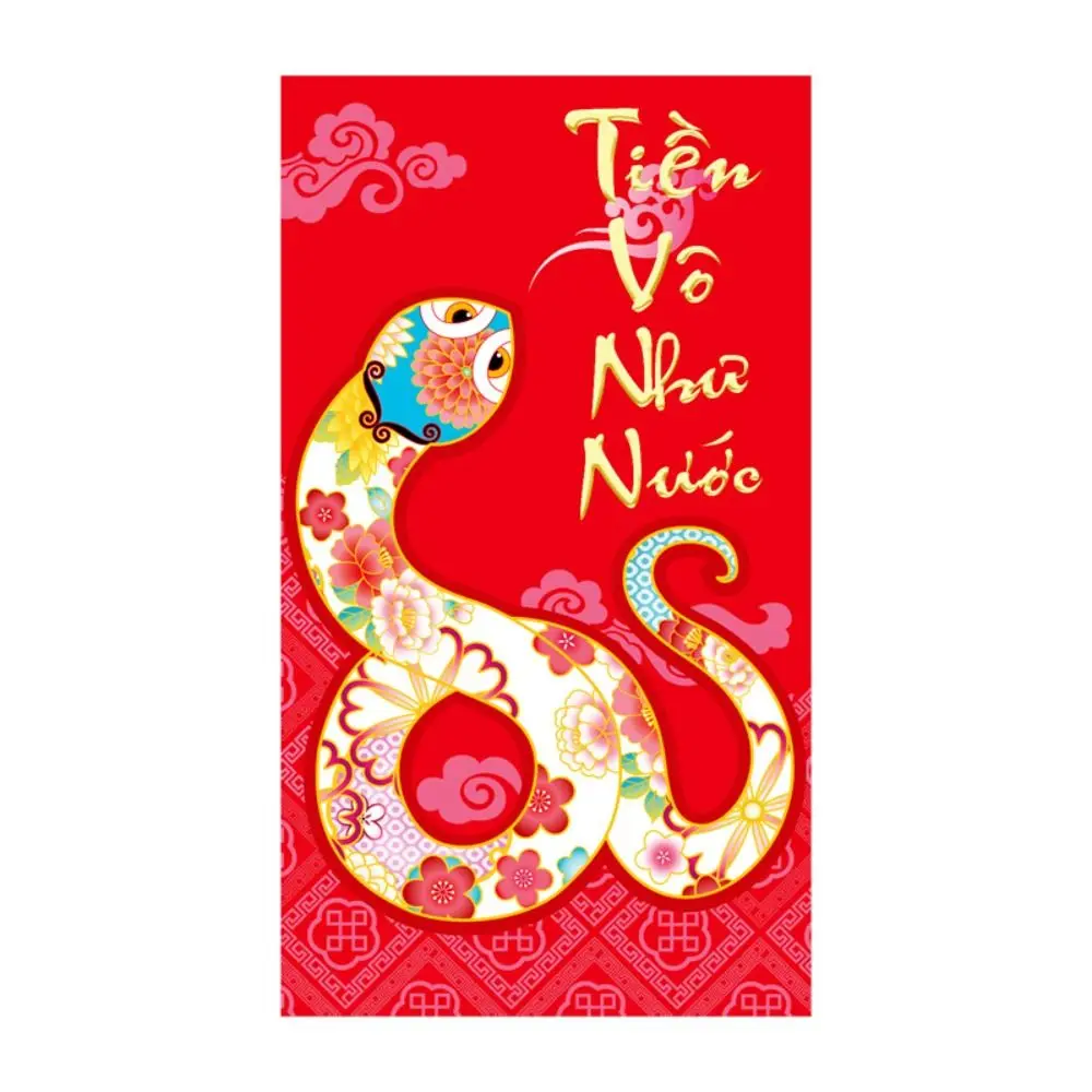 6PCS Vietnam 2025 New Year Red Envelope Blessing Best Wishes Snake Pattern Money Envelope HongBao Spring Festival