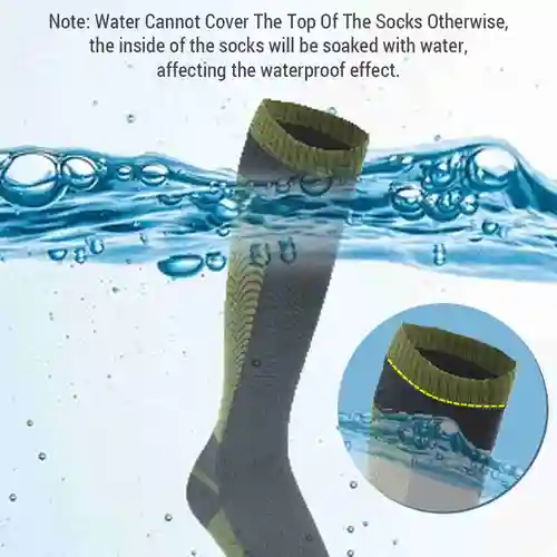 Imagen 2 del producto Calcetines impermeables para actividades al aire libre, calcetines impermeables de tubo largo para ciclismo de senderismo y acampada, mantienen los pies calientes y secos