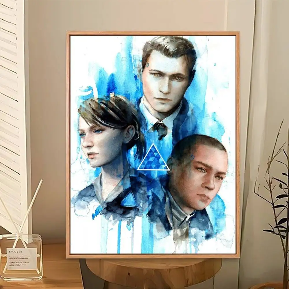D-Detroit Become Human Game  Poster Perfect Space Sticker Self Adhesive for Office Home Theater Wall Art Decor Fancy Gift