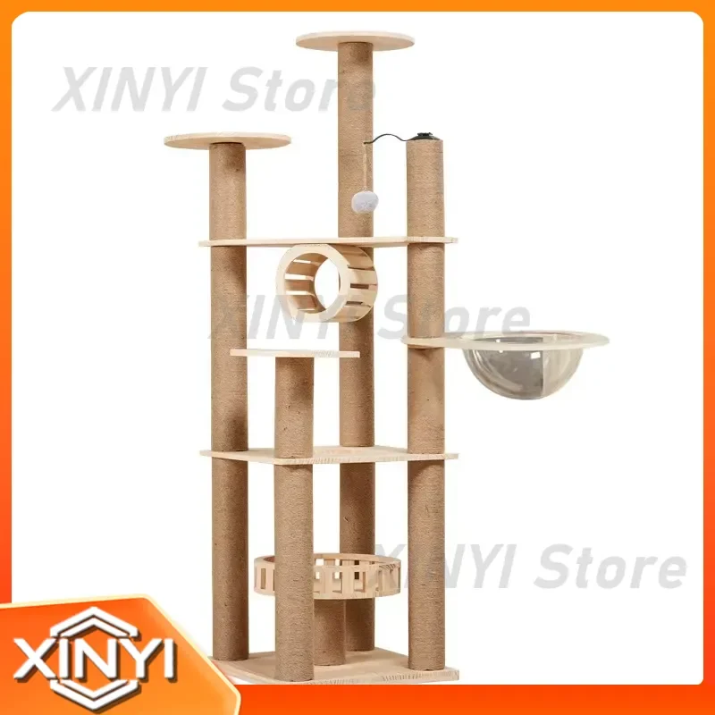 Minimalist Pine Cat Climbing Frame Nest House for Cats Jumping Platform Processing Space Capsule for Small Medium Large Cats