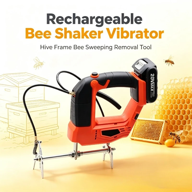 Rechargeable Bee Shaker Vibrator, Cordless Beekeeping Removal Tool for Hive Frame Bee Sweeping and Apiculture Management
