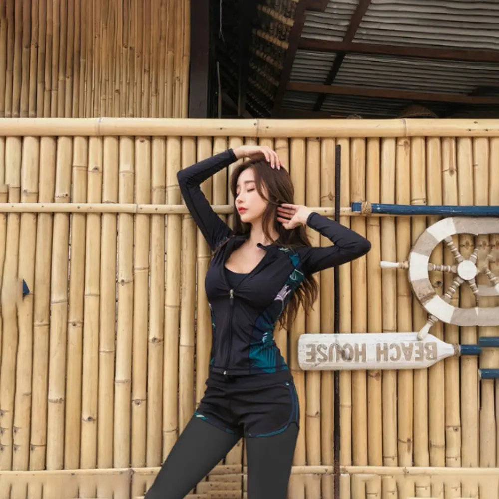 Couples Long Sleeves Split Wetsuit Long Trousers Zipper Style Surf Suit Sunscreen Protection Soft Material Diving Suit Surfing