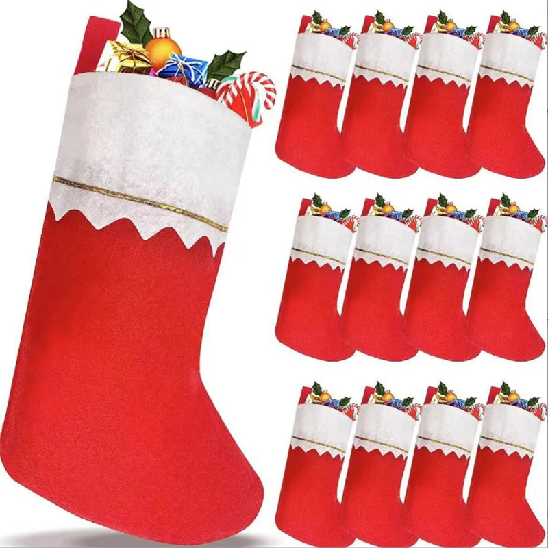 Medias navideñas de fieltro rojo, accesorios de Cosplay, chimenea, calcetines de Papá Noel, colgante de árbol de Navidad, decoración para celebraciones navideñas, embalaje de regalo