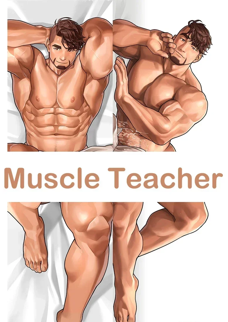 Anime Decor Pillow Case Gachi-Natsu Summer With a Tutor Muscle Man Dakimakura Waifu 2-Side Print Hugging Body Cushion Cover Gift