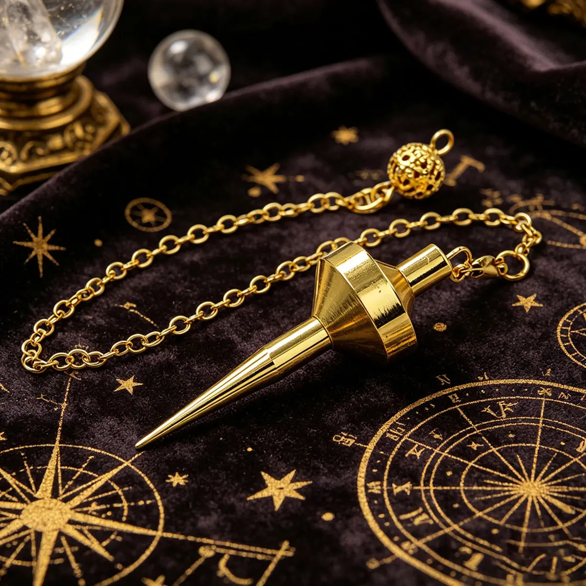 Retro Copper Metal Pendulum for Divination Dowsing Reiki Cone Pointed Pendulums Healing Wicca Spiritual Tool  Witch Pendulo X406