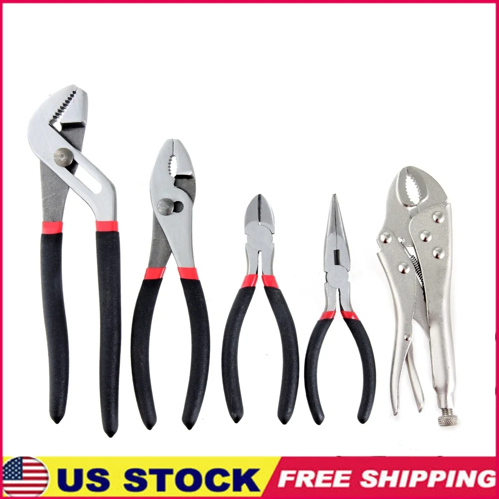 

Набор плоскогубцев в ассортименте, 5 шт., нескользящие ручки из углеродистой стали, обработанные губки, режущие захват, садовое обслуживание, домашние проекты