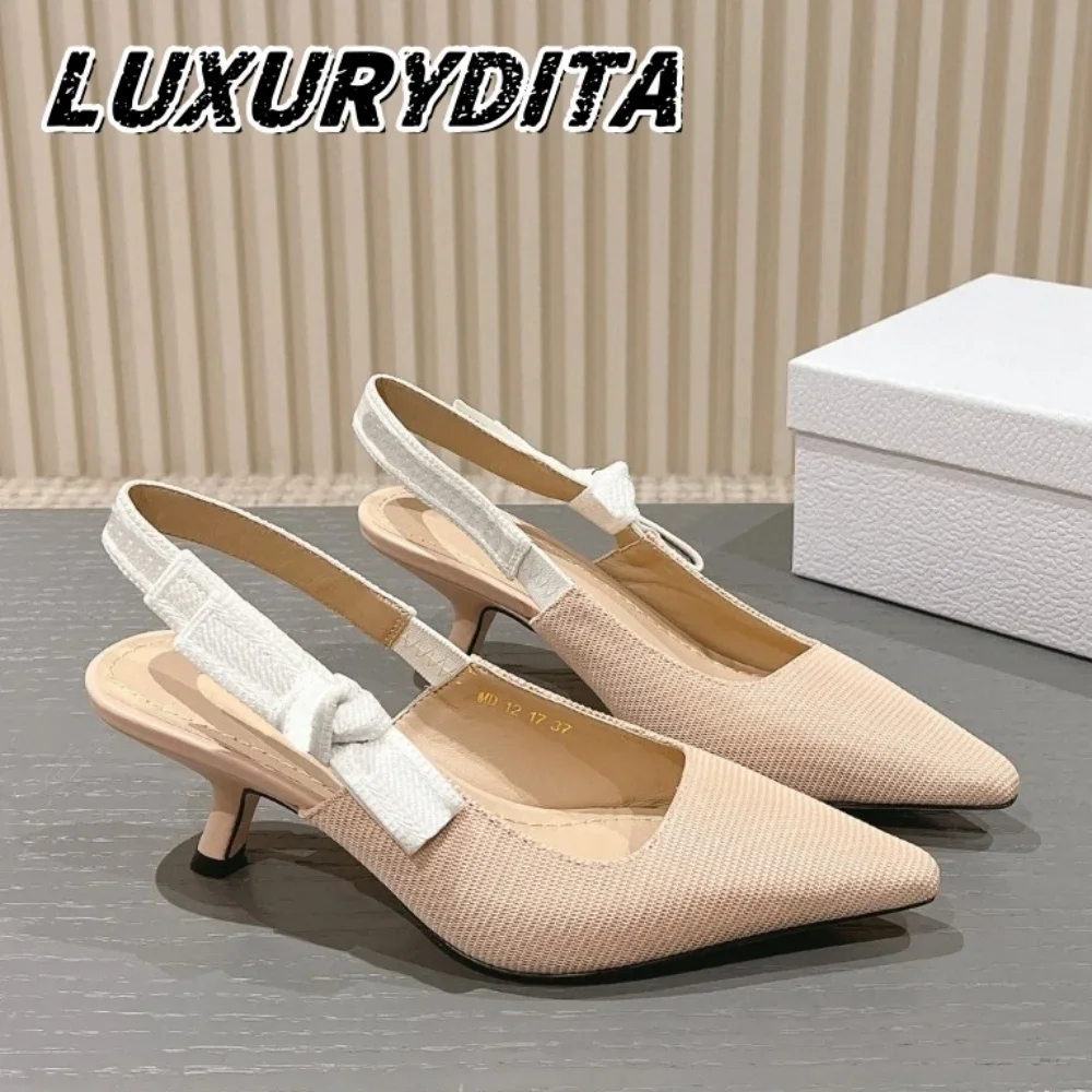 Top Quality Luxury Womens Sandal Casual Lace Flat Fashion Embroidered Muller Shoes Designer Silk Leather Soled High Heel