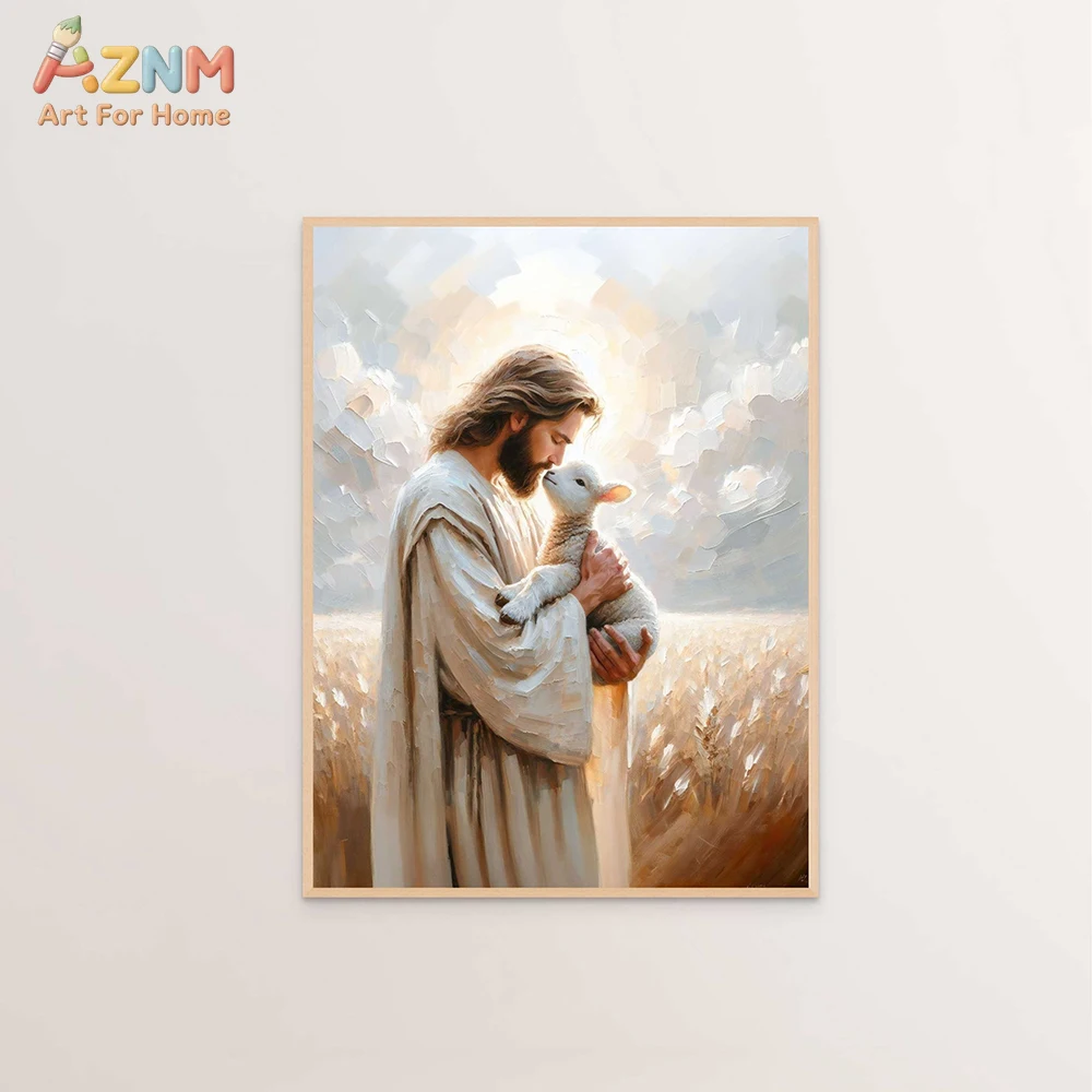 1PCS frameless Canvas paintingJesus Christ Canvas Postres Christian Jesus Portrait Wall Art Print Poster I Will Walk with Christ