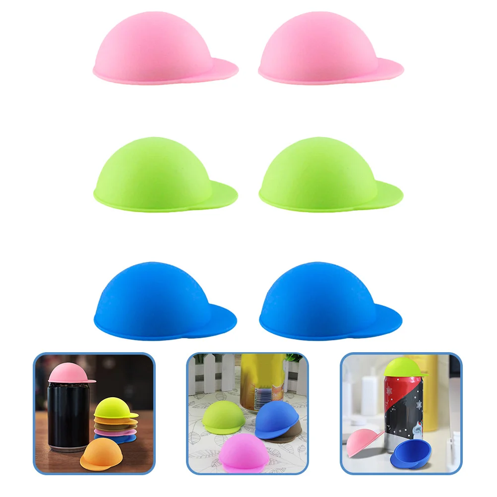 

6 шт., силиконовая крышка для банки с газировкой, форма шляпы, герметичная крышка для напитков для пива, энергетических напитков, уплотнительная крышка для кемпинга, пикника, вечеринки