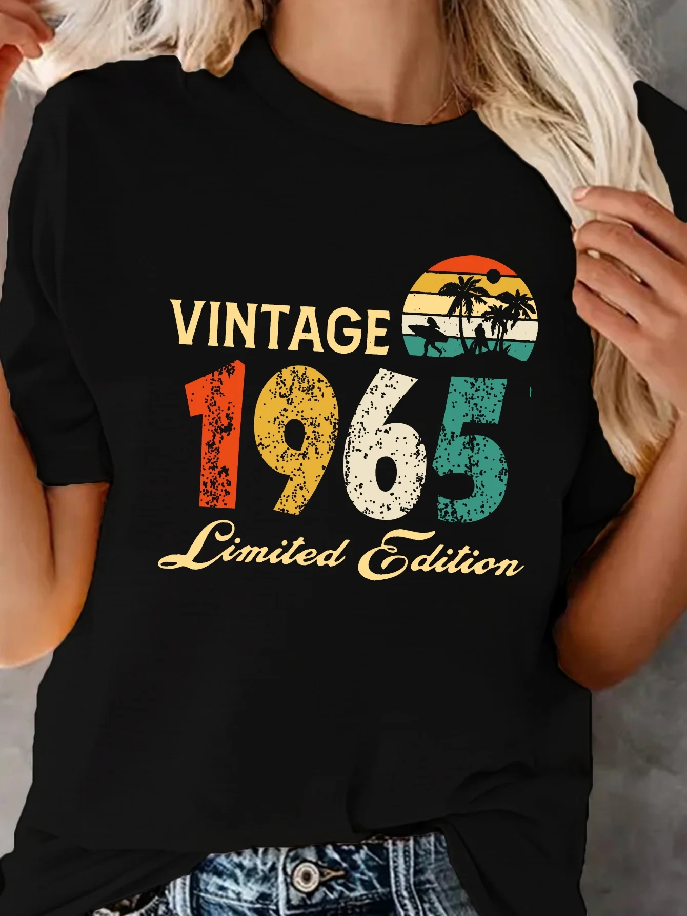 VINTAGE 1965 Limited Edition Print Classic Basic Top T-Shirts Fashionable Short Sleeves Casual Cool Tees