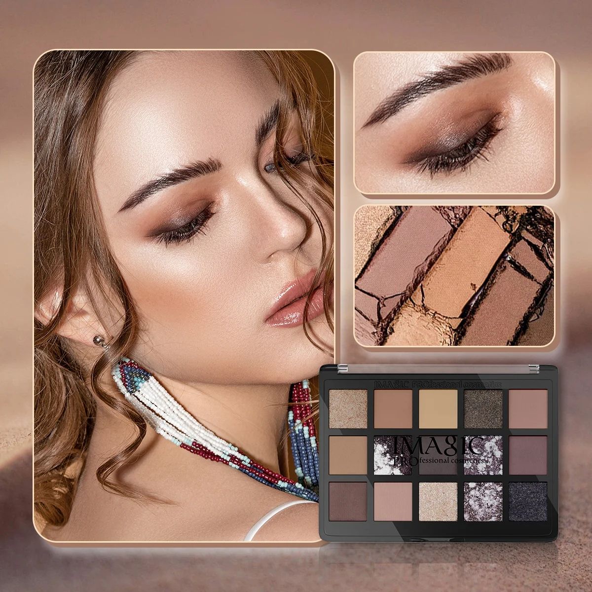 IMAGIC 15 Color Eyeshadow Palette Makeup Matte+Shimmer Pigmented Eye Shadow Powder EY-363