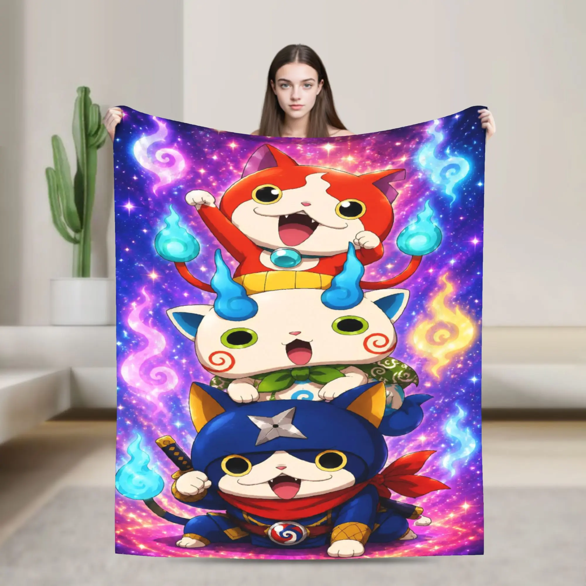 Yokai Watch Game Blankets Fleece Jibanyan Komasan Hovernyan Soft Throw Blanket for Home Couch Bedroom Quilt