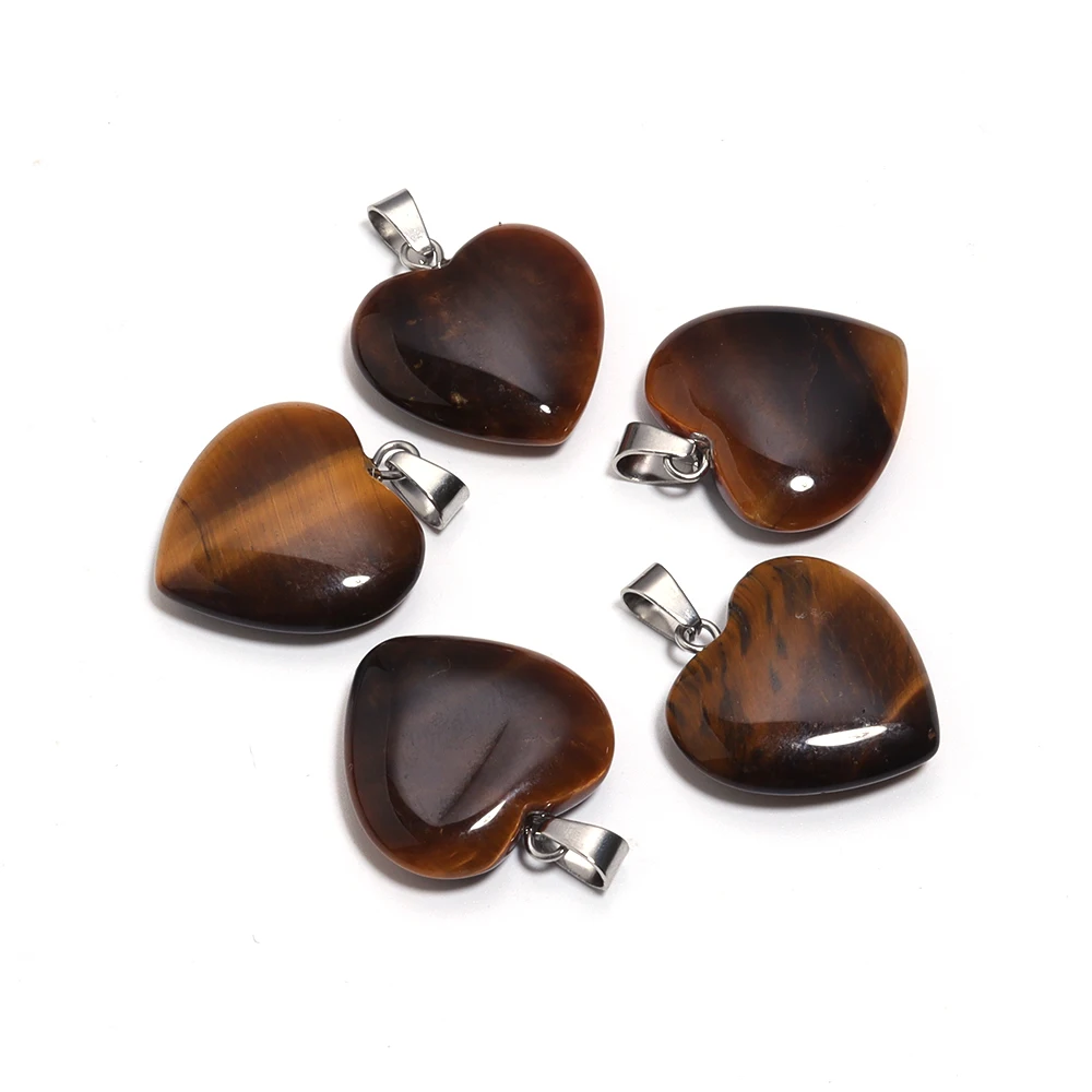 Natural Stone Mix Color Heart Shape Charms for DIY Making