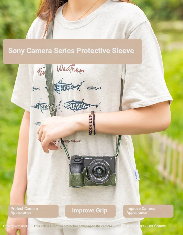 Camera protective case for SONY ZVE10II protective shell A7C2/A7CR camera bag ZVE10/ZVE10L leather case A6700 base strap