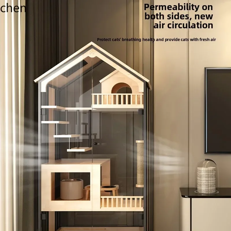 b11-7.1 cat villa large luxury cabinet house solid wood cat house cage with toilet pet shop