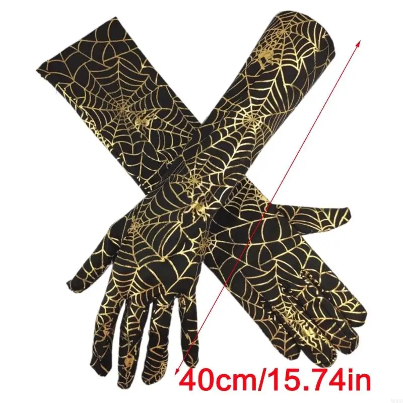 M6CD SpiderWeb Theme Long Gloves Breathable Arm Sleeves For Halloween Party Gathering