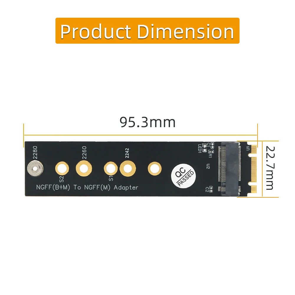 New Version M.2 (NGFF) Key B+M to Key M Adapter for PCI-E Bus SSD Supports 2242/2260/2280 type