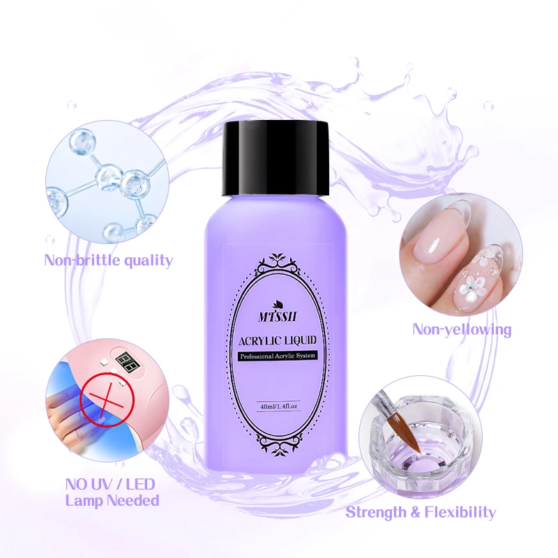 Juego de herramientas líquidas de cristal, monomero líquido acrílico de 40ml con pinceles para tallar uñas, vaso de vidrio para extensión de uñas acrílicas, 3/5 Uds.