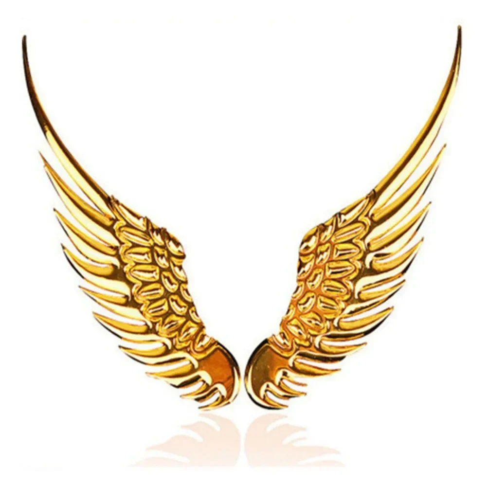 1pair Car Auto Motorcycle Body Sticker 3D Eagle Angel Wings Badge Style ABS Decals Silver/Gold Exterior Accessories