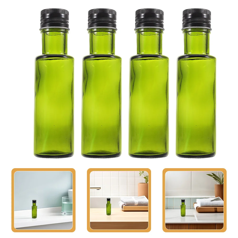 

4Pcs 100ml Olive Oil Bottle Glass Cooking Vinegar Soy Sauce Container Elegant Design Airtight Seal Versatile Storage